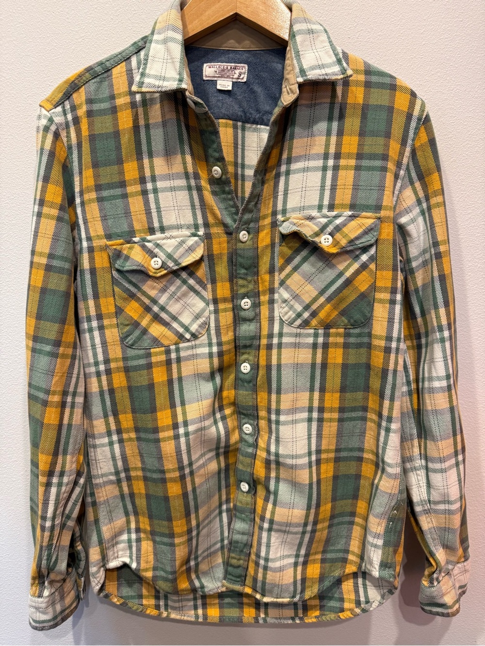 Men's Plaid Button-Down Shirt — Green & Yellow